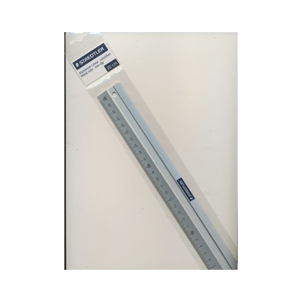 Lineal aluminium 45cm med gummibagside