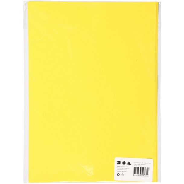 Creativ papir, A4 210x297 mm, 80 g, gul, 20ark