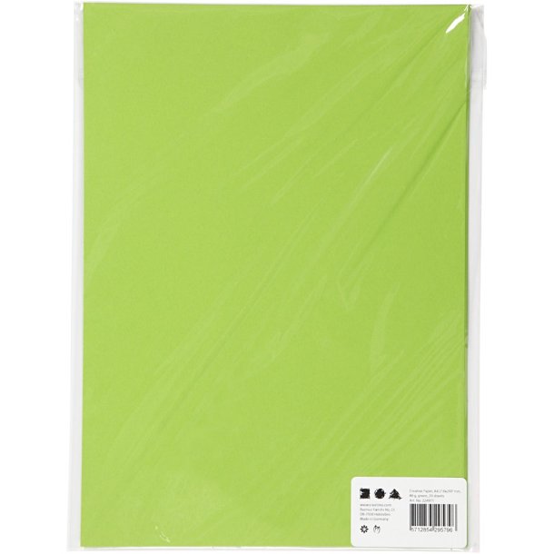 Creativ papir, A4 210x297 mm, 80 g, grn, 20ark