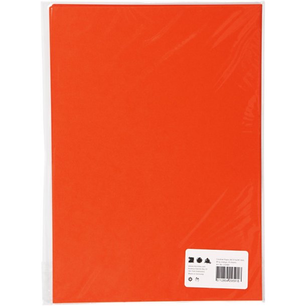 Creativ papir, A4 210x297 mm, 80 g, orange, 20ark