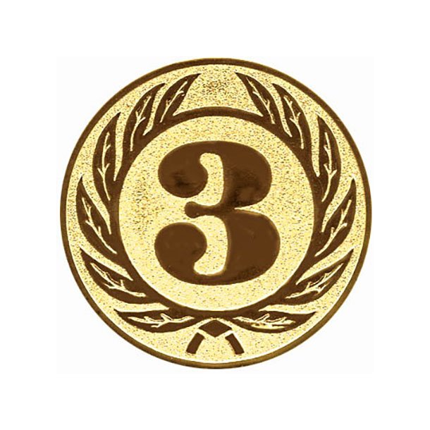 Emblem Nummer 3, Guld,  �50mm